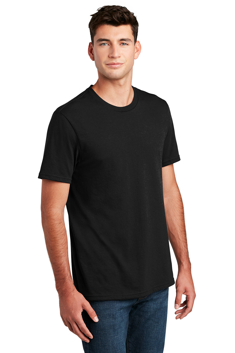 District DM108 Mens Perfect Blend Short Sleeve Crewneck T-Shirt Black Model 3q