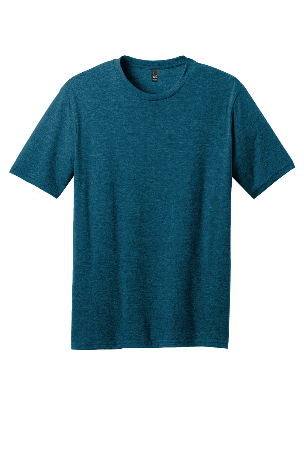 District DM108 Mens Perfect Blend Short Sleeve Crewneck T-Shirt Deep Turquoise Blue Fleck Flat Front