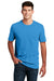 District DM108 Mens Perfect Blend Short Sleeve Crewneck T-Shirt Heather Bright Turquoise Blue Model Front