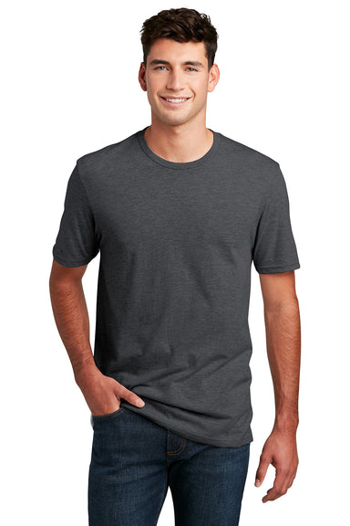 District DM108 Mens Perfect Blend Short Sleeve Crewneck T-Shirt Heather Charcoal Grey Model Front