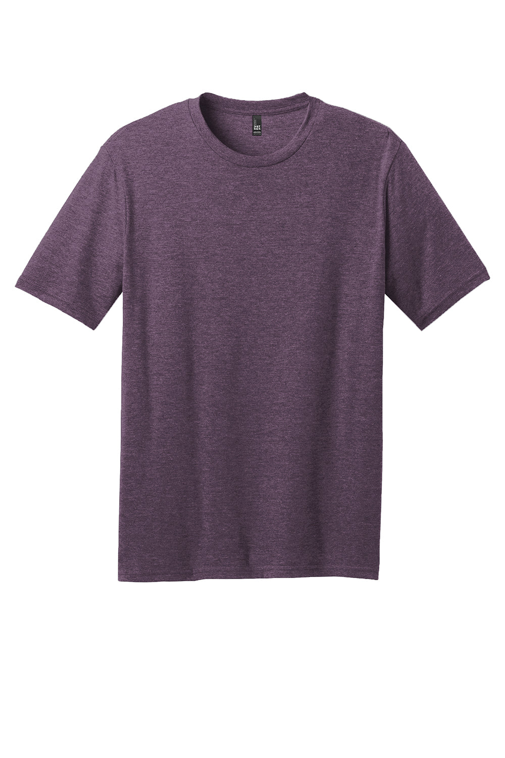 District DM108 Mens Perfect Blend Short Sleeve Crewneck T-Shirt Heather Eggplant Purple Flat Front