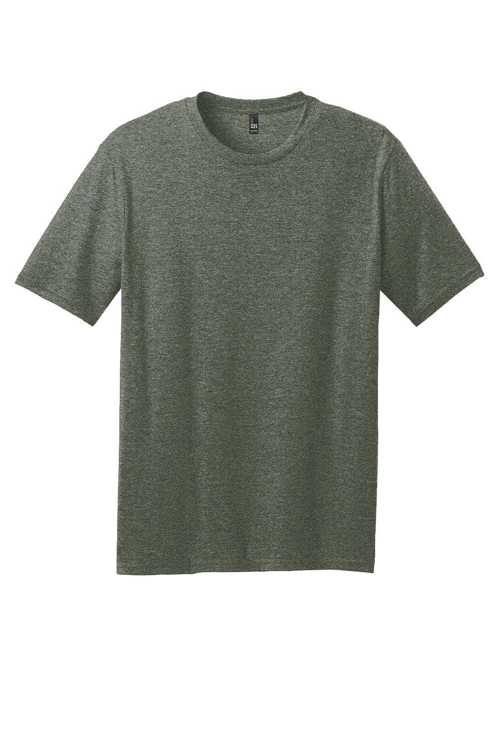 District DM108 Mens Perfect Blend Short Sleeve Crewneck T-Shirt Heather Olive Green Flat Front