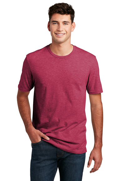 District DM108 Mens Perfect Blend Short Sleeve Crewneck T-Shirt Heather Red Model Front