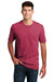 District DM108 Mens Perfect Blend Short Sleeve Crewneck T-Shirt Heather Red Model Front