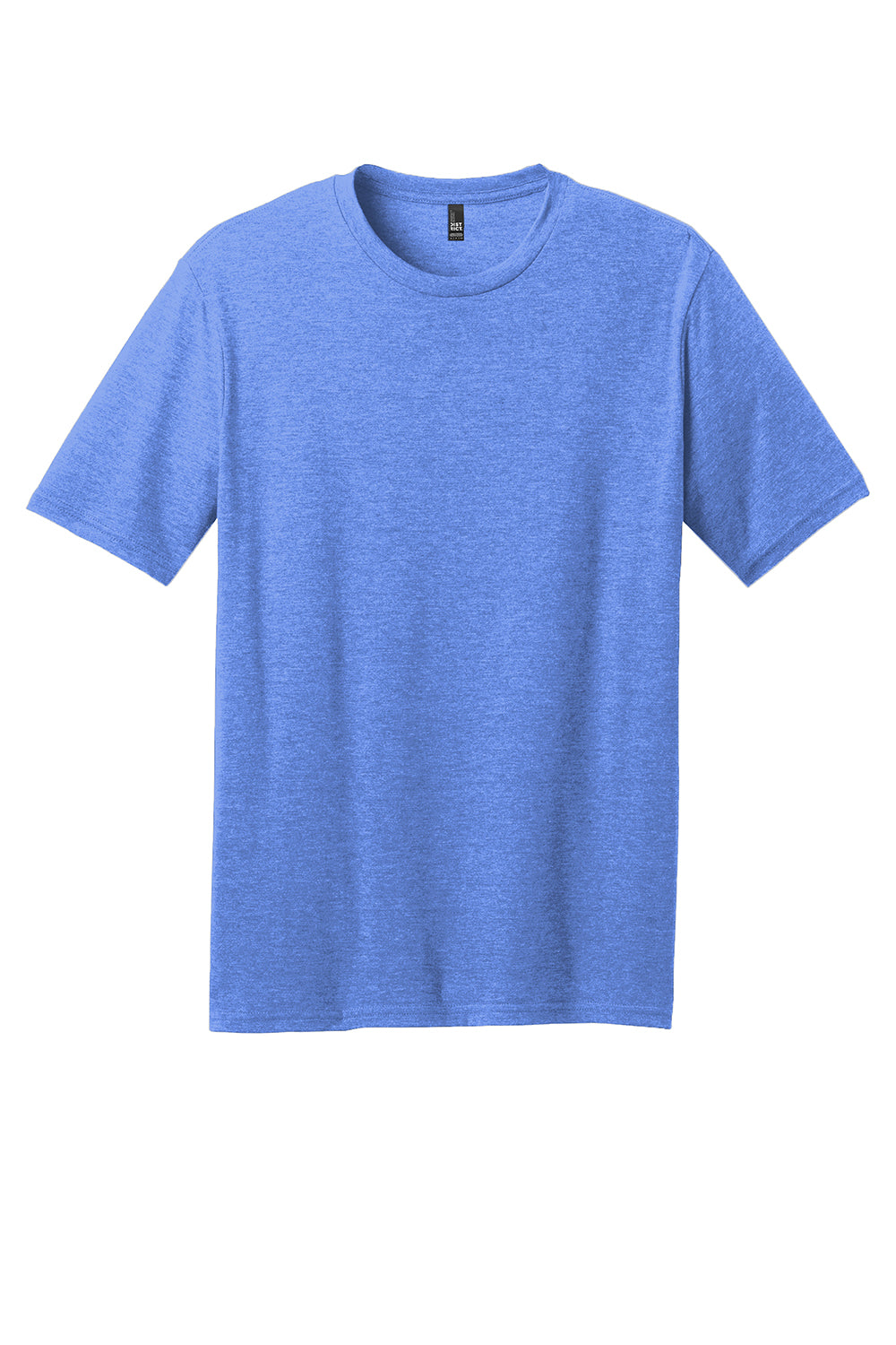 District DM108 Mens Perfect Blend Short Sleeve Crewneck T-Shirt Heather Royal Blue Flat Front