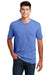 District DM108 Mens Perfect Blend Short Sleeve Crewneck T-Shirt Heather Royal Blue Model Front