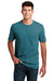 District DM108 Mens Perfect Blend Short Sleeve Crewneck T-Shirt Heather Teal Green Model Front