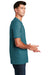 District DM108 Mens Perfect Blend Short Sleeve Crewneck T-Shirt Heather Teal Green Model Side