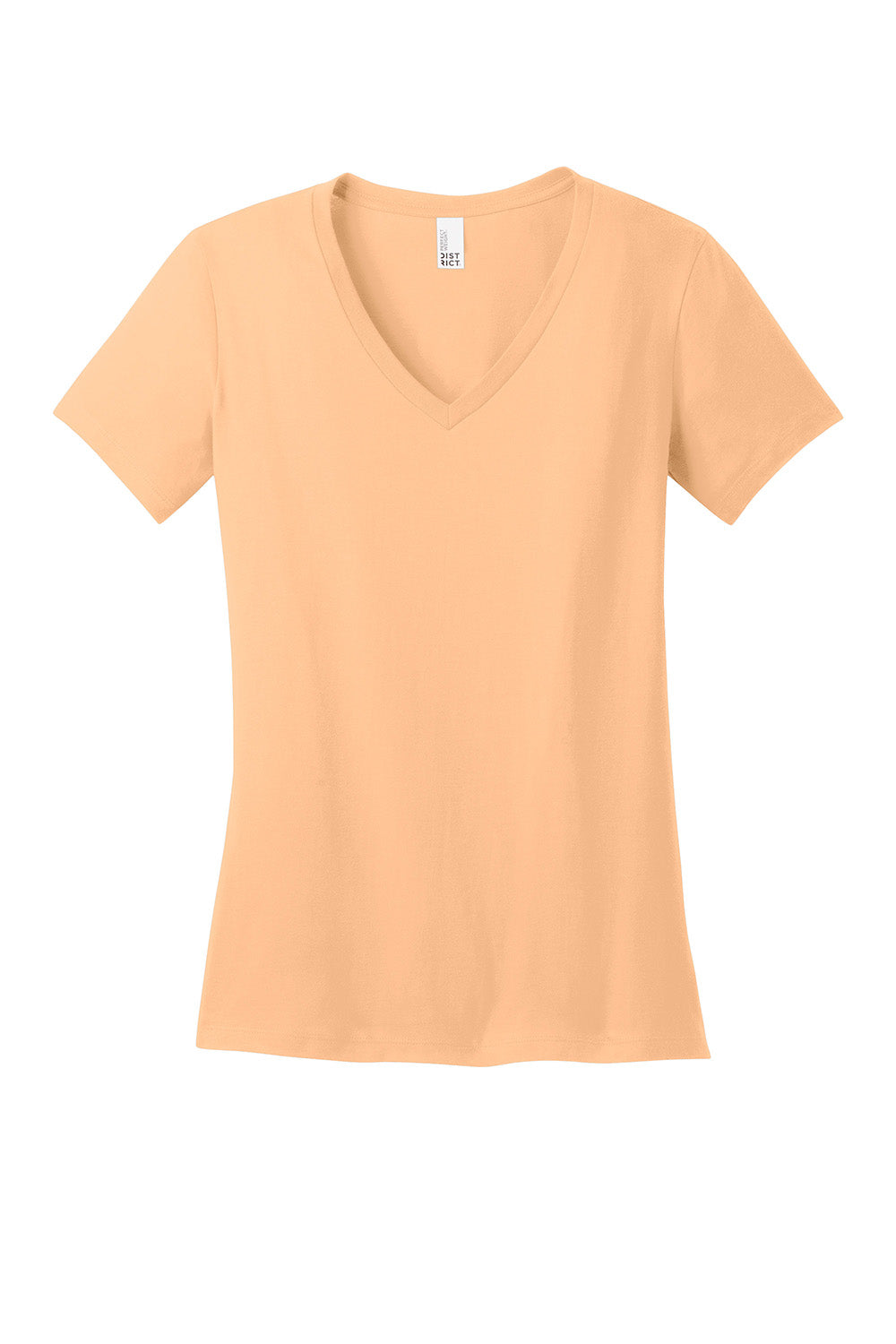 District DM1170L Womens Perfect Weight Short Sleeve V-Neck T-Shirt Apricot Orange Flat Front