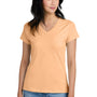 District Womens Perfect Weight Short Sleeve V-Neck T-Shirt - Apricot Orange