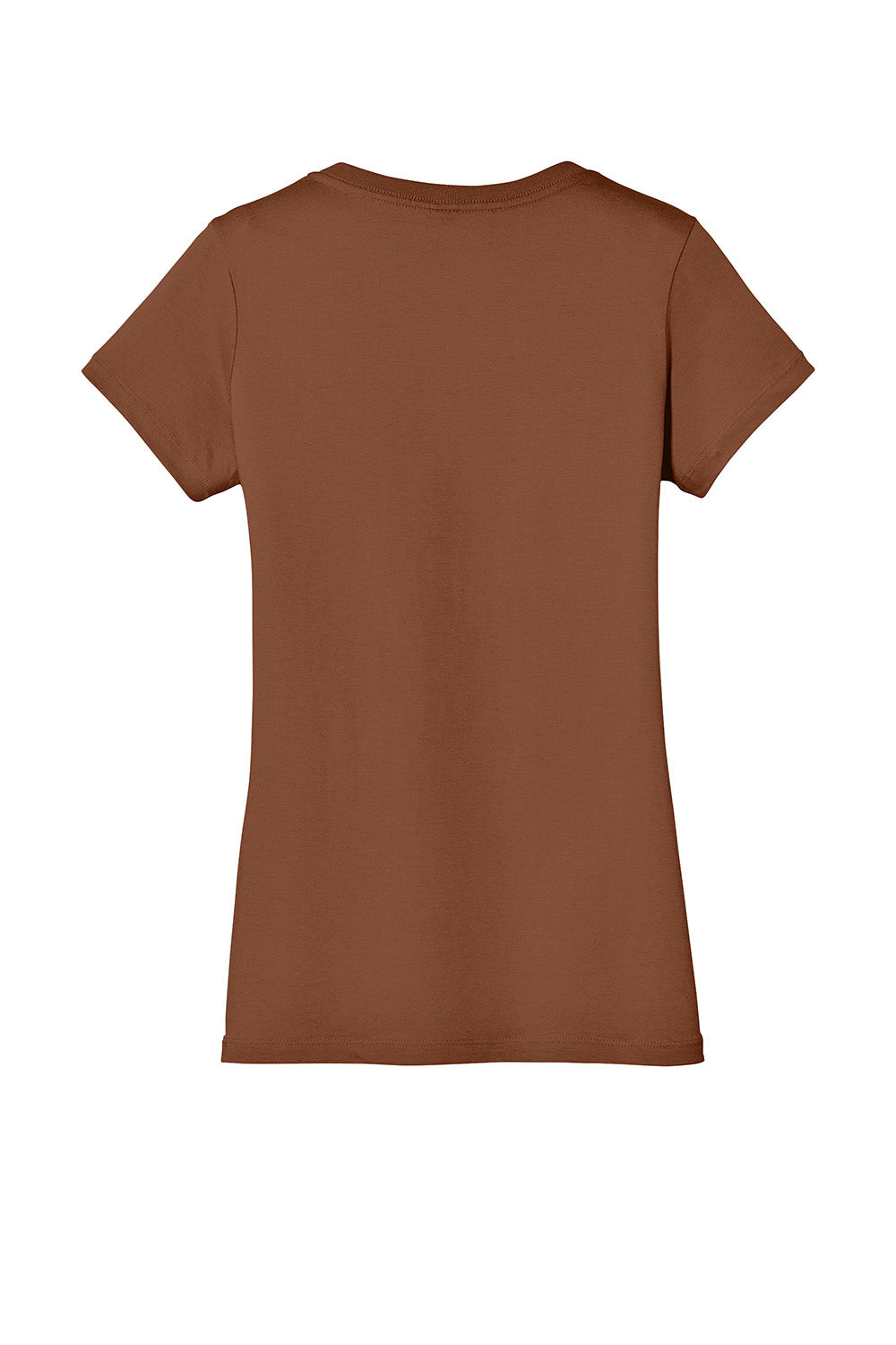 District DM1170L Womens Perfect Weight Short Sleeve V-Neck T-Shirt Baked Clay Brown Flat Back