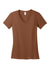 District DM1170L Womens Perfect Weight Short Sleeve V-Neck T-Shirt Baked Clay Brown Flat Front