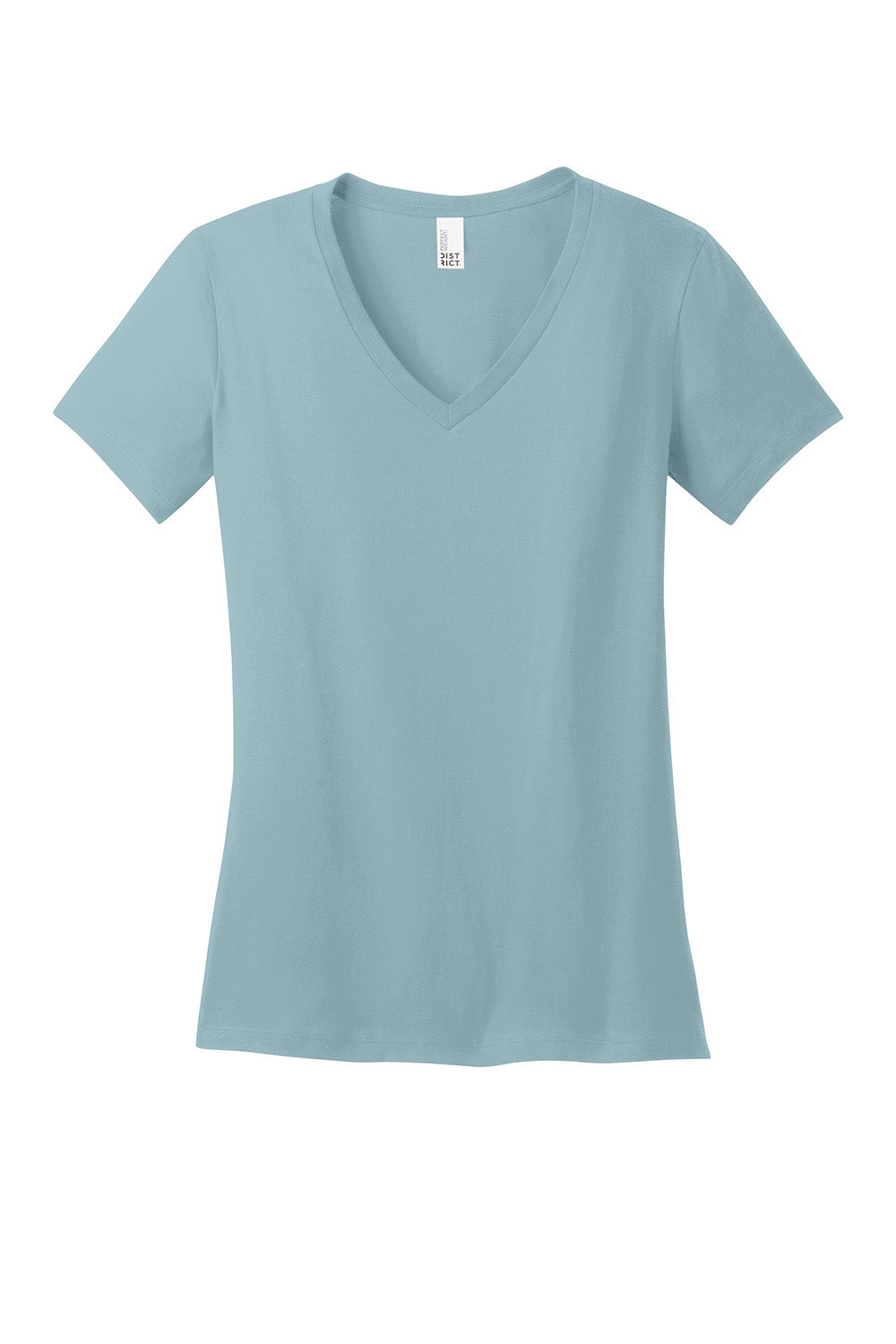 District DM1170L Womens Perfect Weight Short Sleeve V-Neck T-Shirt Fog Blue Flat Front