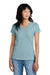 District DM1170L Womens Perfect Weight Short Sleeve V-Neck T-Shirt Fog Blue Model Front