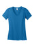 District DM1170L Womens Perfect Weight Short Sleeve V-Neck T-Shirt Bright Blue Flat Front