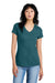 District DM1170L Womens Perfect Weight Short Sleeve V-Neck T-Shirt Heather Caribbean Blue Model Front