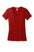 District DM1170L Womens Perfect Weight Short Sleeve V-Neck T-Shirt Classic Red Flat Front