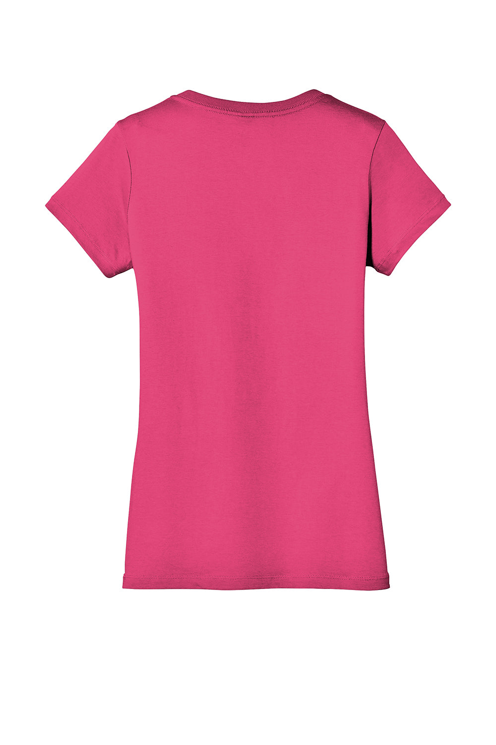 District DM1170L Womens Perfect Weight Short Sleeve V-Neck T-Shirt Dark Fuchsia Pink Flat Back