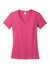 District DM1170L Womens Perfect Weight Short Sleeve V-Neck T-Shirt Dark Fuchsia Pink Flat Front