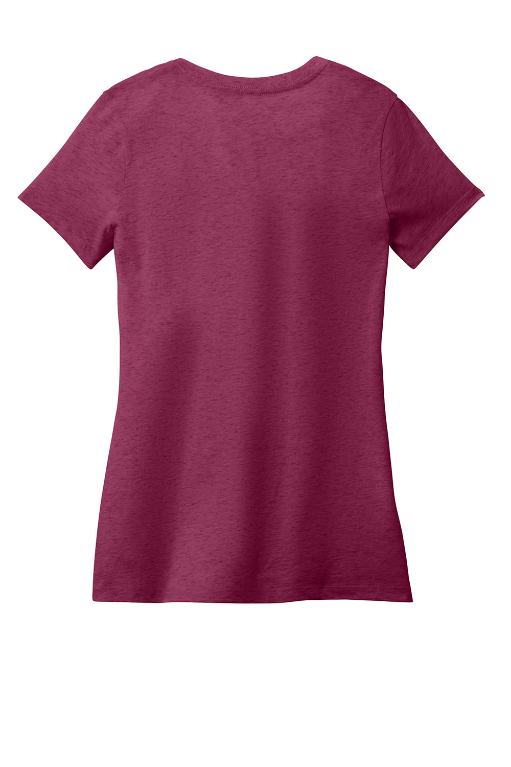 District DM1170L Womens Perfect Weight Short Sleeve V-Neck T-Shirt Heather Loganberry Pink Flat Back