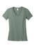 District DM1170L Womens Perfect Weight Short Sleeve V-Neck T-Shirt Laurel Green Flat Front