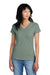 District DM1170L Womens Perfect Weight Short Sleeve V-Neck T-Shirt Laurel Green Model Front