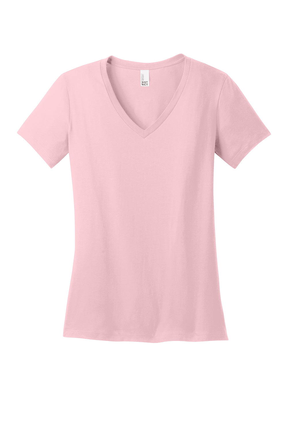 District DM1170L Womens Perfect Weight Short Sleeve V-Neck T-Shirt Light Pink Flat Front