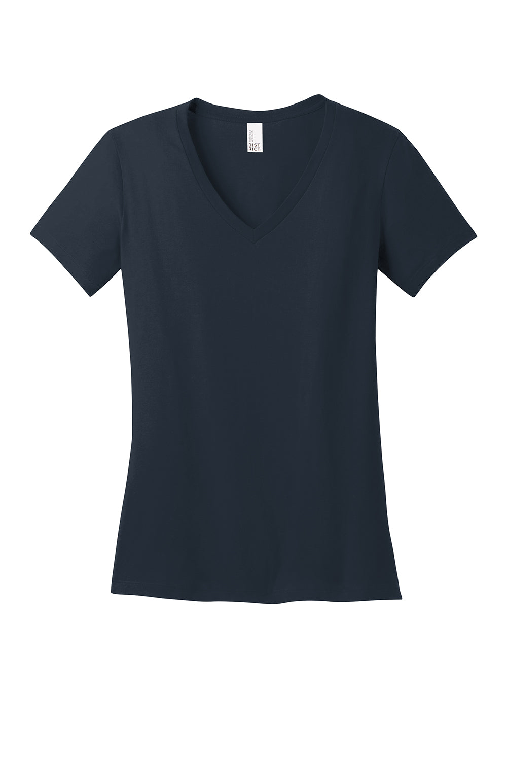 District DM1170L Womens Perfect Weight Short Sleeve V-Neck T-Shirt New Navy Blue Flat Front