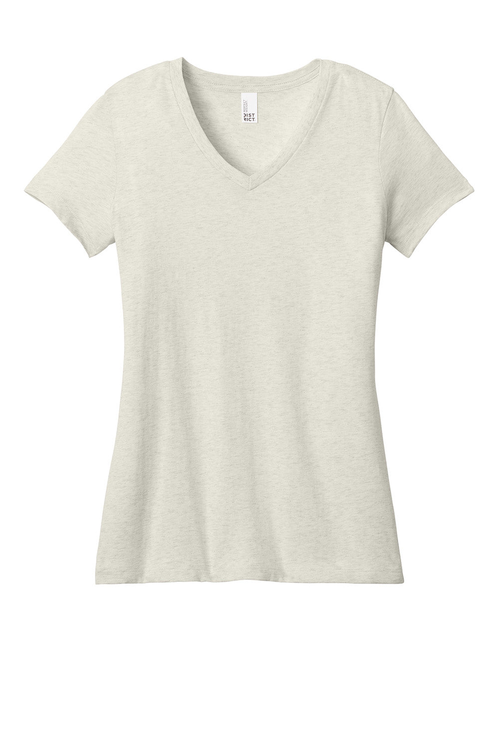 District DM1170L Womens Perfect Weight Short Sleeve V-Neck T-Shirt Heather Oatmeal Flat Front