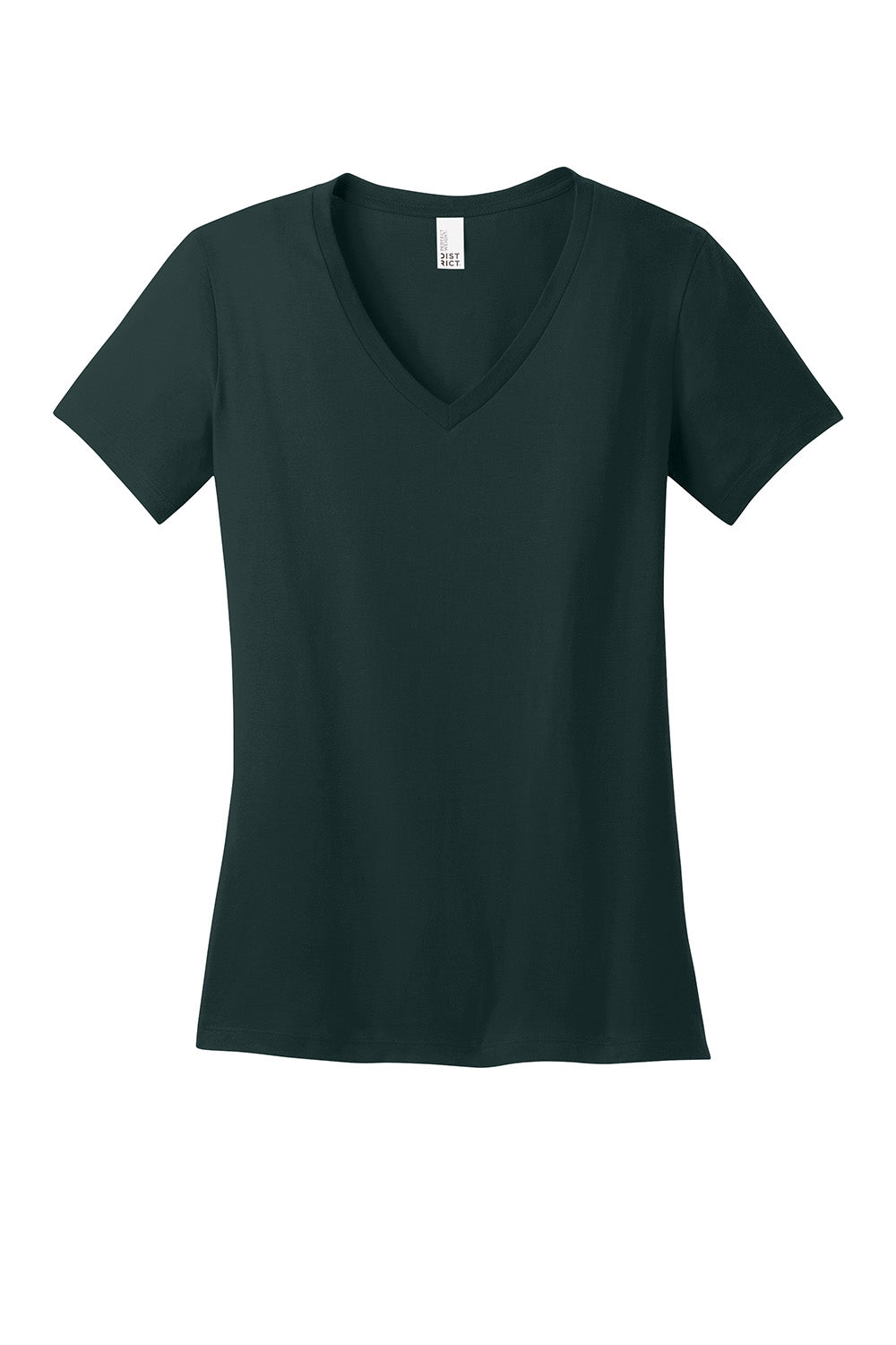 District DM1170L Womens Perfect Weight Short Sleeve V-Neck T-Shirt Rainforest Green Flat Front