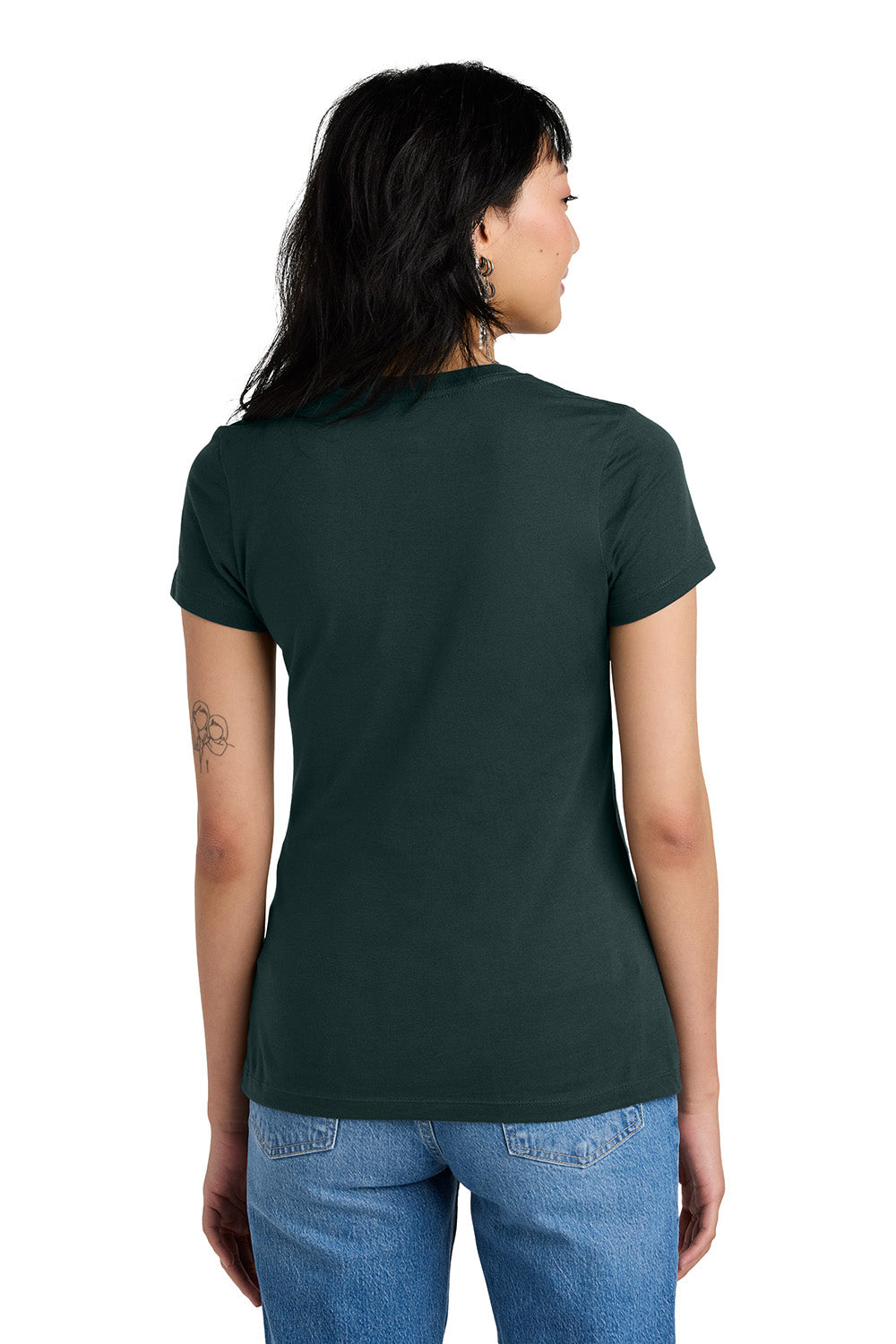 District DM1170L Womens Perfect Weight Short Sleeve V-Neck T-Shirt Rainforest Green Model Back