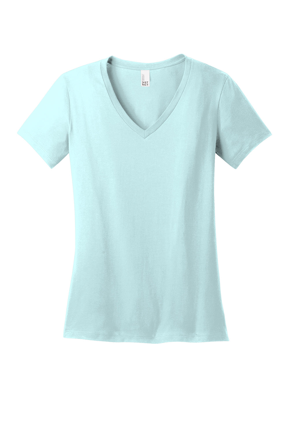 District DM1170L Womens Perfect Weight Short Sleeve V-Neck T-Shirt Seaglass Blue Flat Front