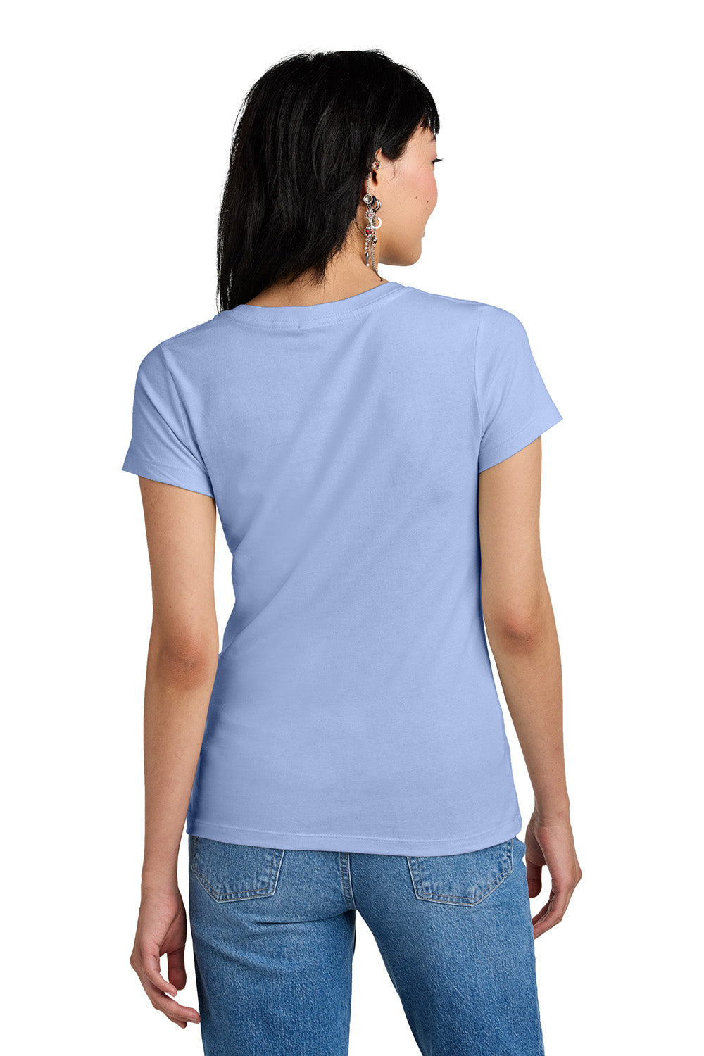 District DM1170L Womens Perfect Weight Short Sleeve V-Neck T-Shirt Soft Lilac Model Back