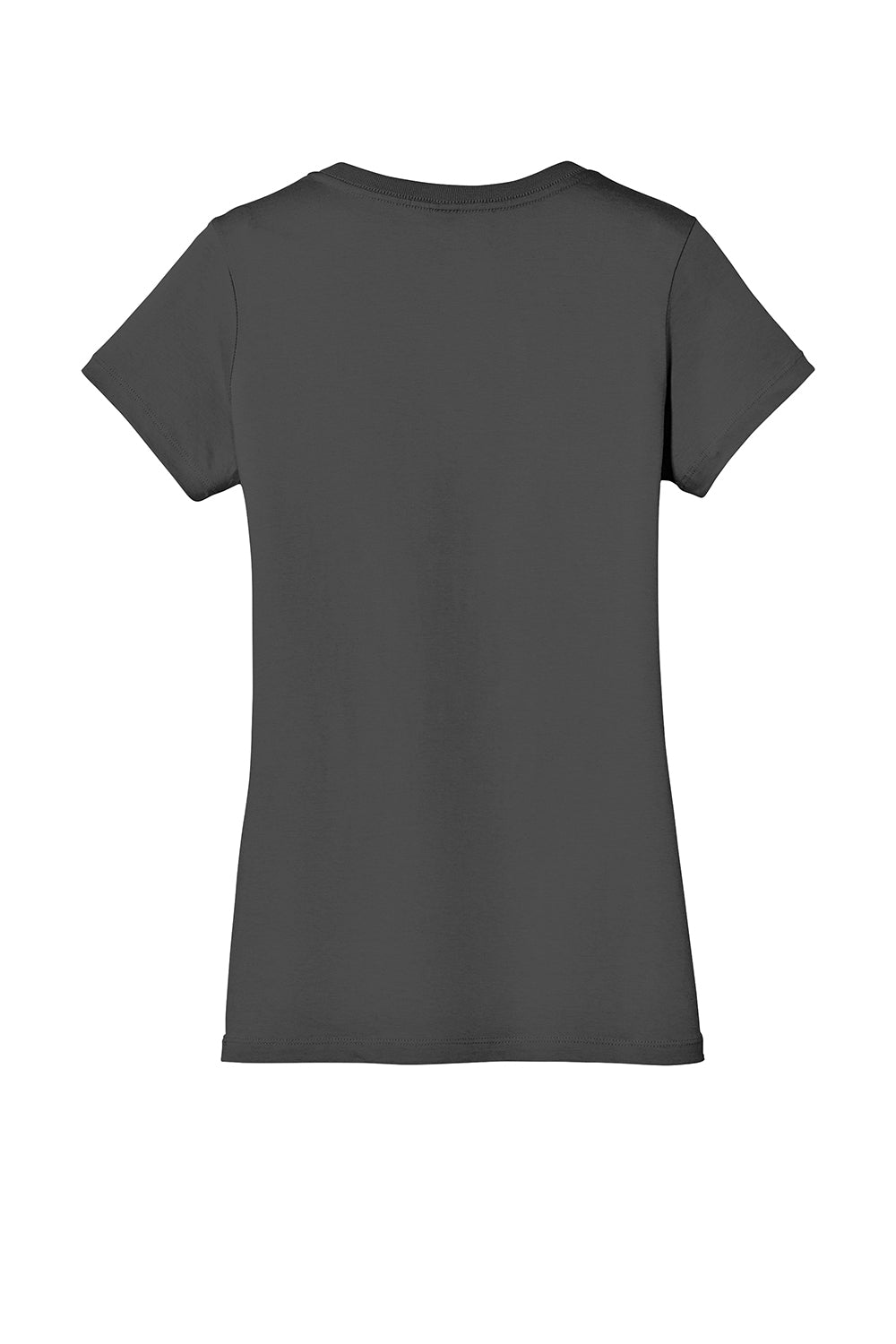 District DM1170L Womens Perfect Weight Short Sleeve V-Neck T-Shirt Charcoal Grey Flat Back