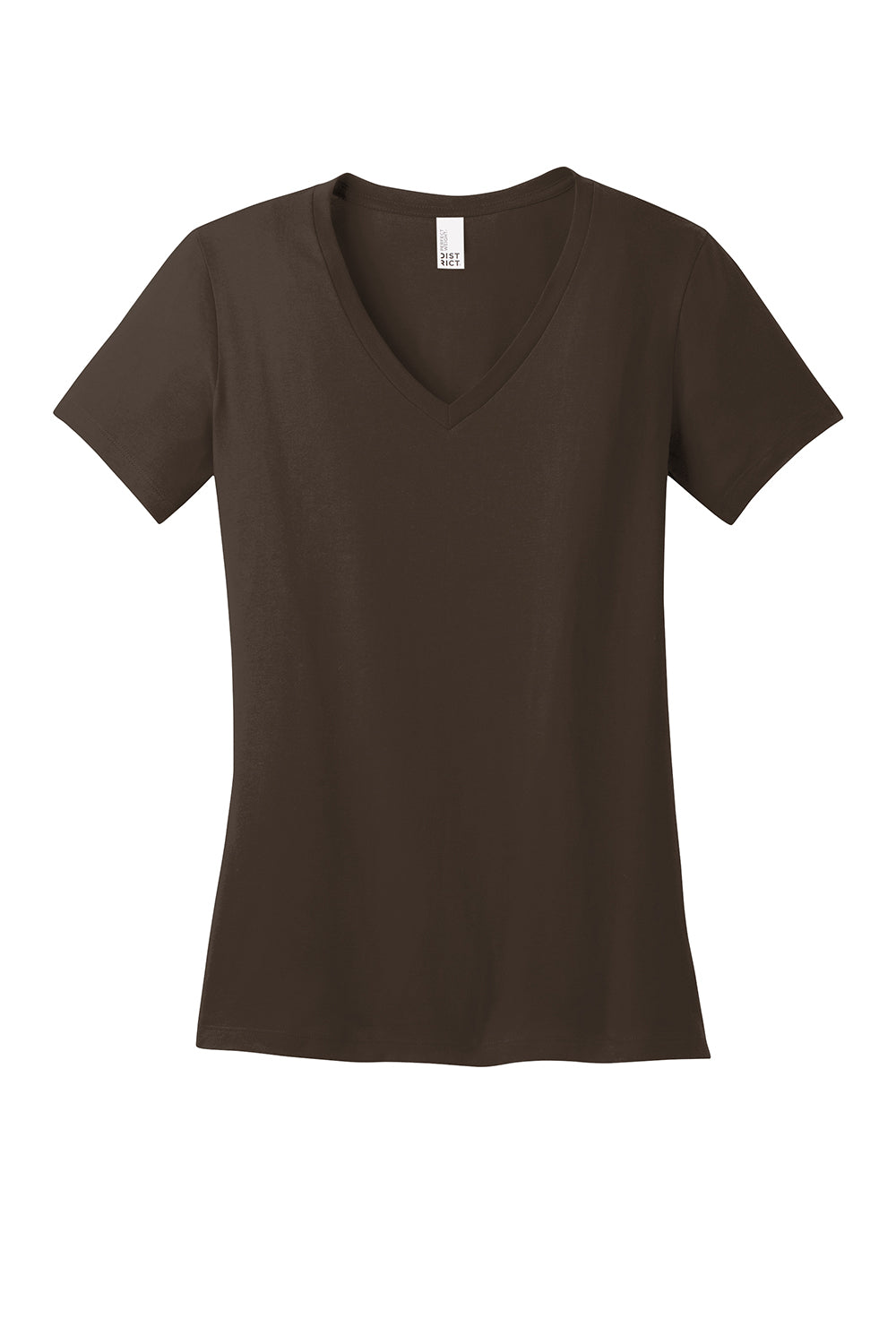 District DM1170L Womens Perfect Weight Short Sleeve V-Neck T-Shirt Espresso Brown Flat Front