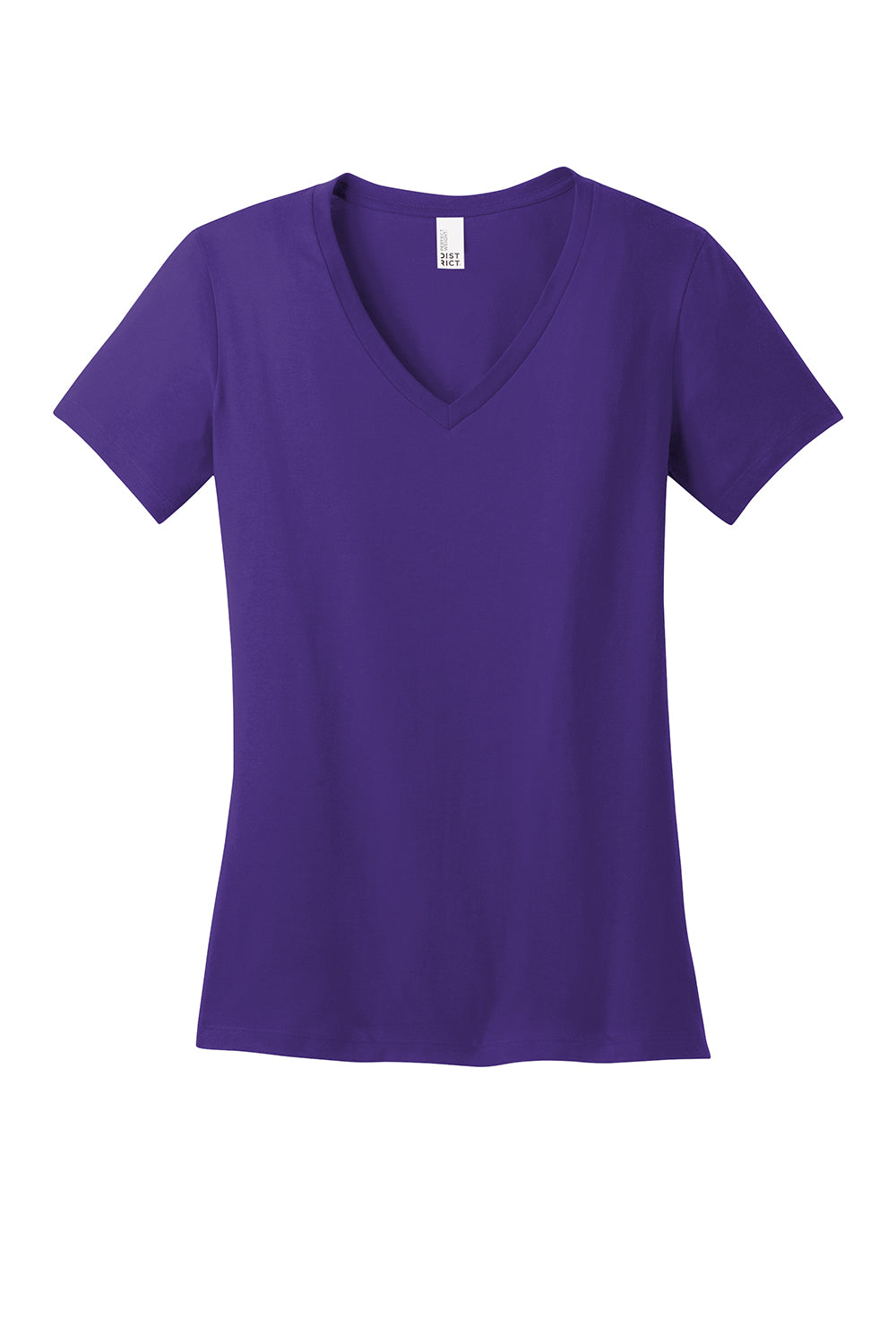 District DM1170L Womens Perfect Weight Short Sleeve V-Neck T-Shirt Purple Flat Front