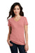 District DM1190L Womens Perfect Blend Short Sleeve V-Neck T-Shirt Blush Pink Frost Model Front