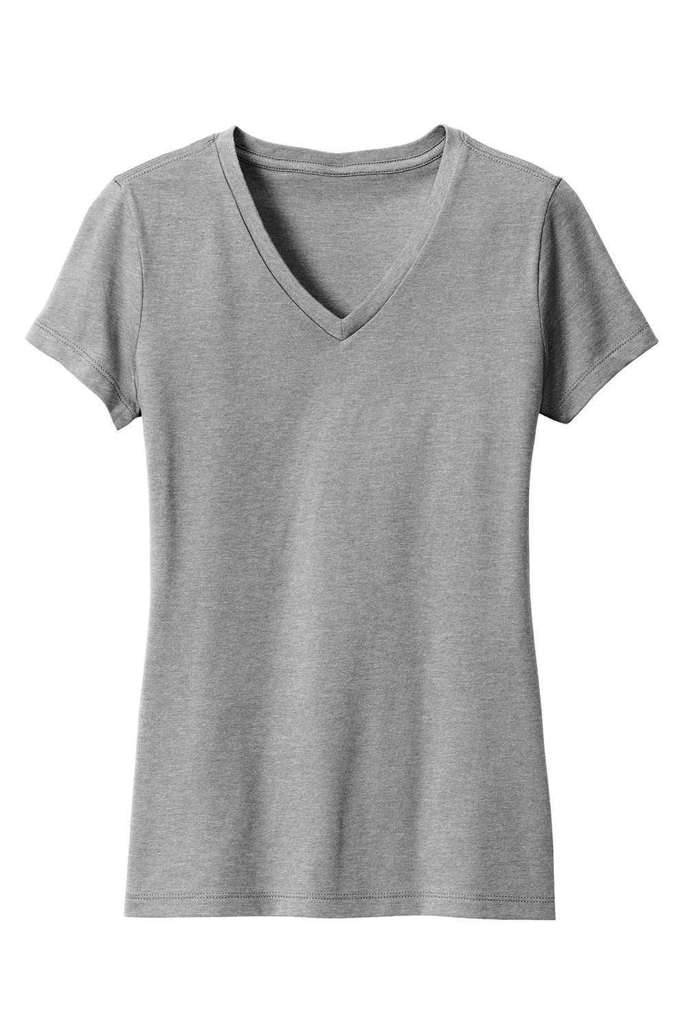 District DM1190L Womens Perfect Blend Short Sleeve V-Neck T-Shirt Grey Frost Flat Front