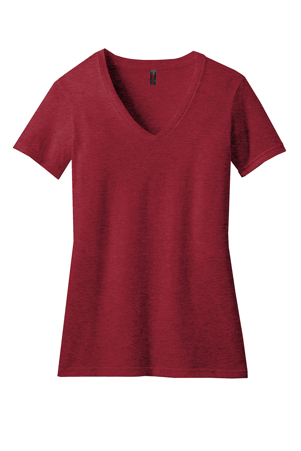 District DM1190L Womens Perfect Blend Short Sleeve V-Neck T-Shirt Red Fleck Flat Front