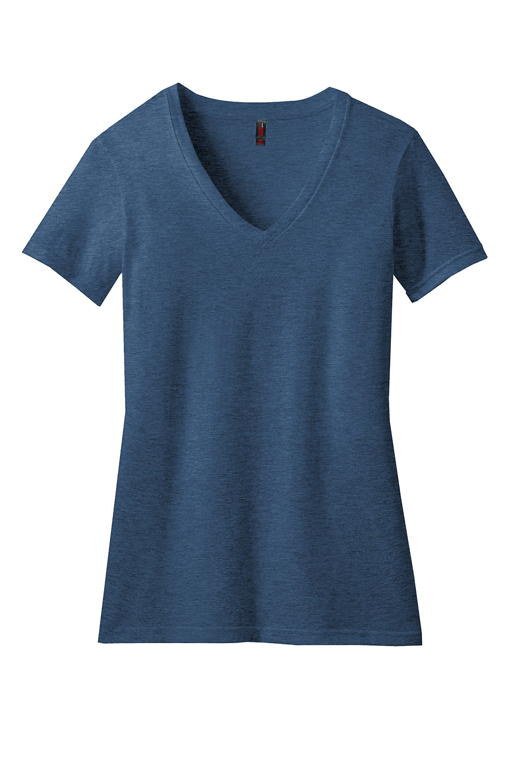 District DM1190L Womens Perfect Blend Short Sleeve V-Neck T-Shirt Deep Royal Blue Fleck Flat Front