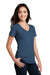 District DM1190L Womens Perfect Blend Short Sleeve V-Neck T-Shirt Deep Royal Blue Fleck Model 3q