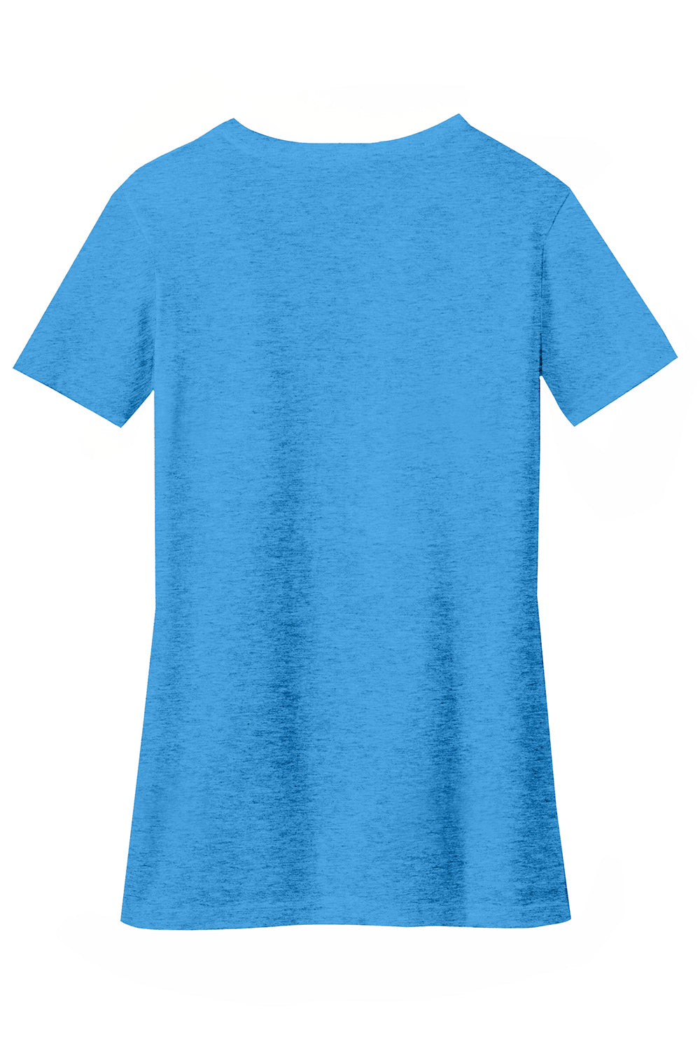 District DM1190L Womens Perfect Blend Short Sleeve V-Neck T-Shirt Heather Bright Turquoise Blue Flat Back