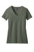 District DM1190L Womens Perfect Blend Short Sleeve V-Neck T-Shirt Heather Olive Green Flat Front