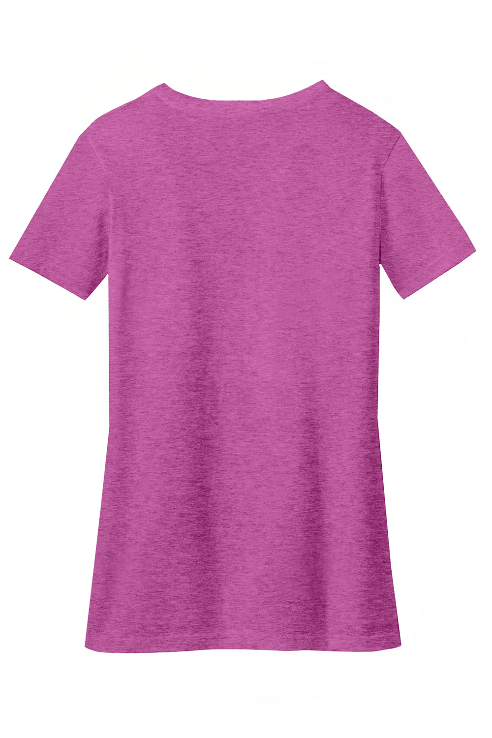 District DM1190L Womens Perfect Blend Short Sleeve V-Neck T-Shirt Heather Raspberry Pink Flat Back