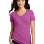 District Womens Perfect Blend Short Sleeve V-Neck T-Shirt - Heather Raspberry Pink