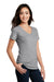 District DM1190L Womens Perfect Blend Short Sleeve V-Neck T-Shirt Heather Light Grey Model 3q