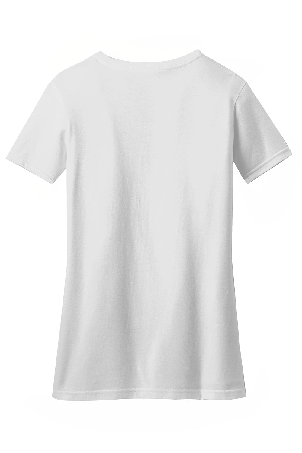 District DM1190L Womens Perfect Blend Short Sleeve V-Neck T-Shirt White Flat Back