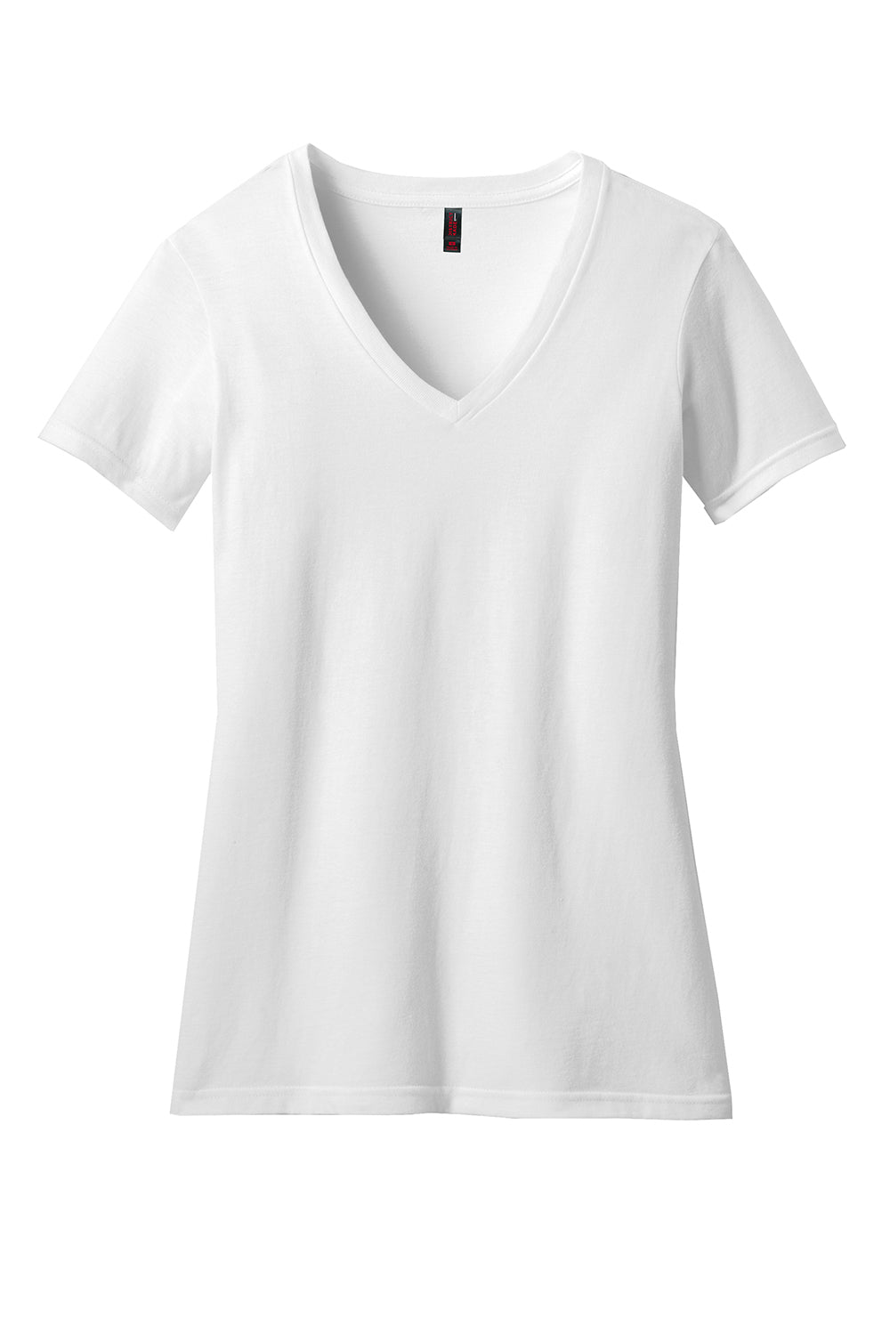 District DM1190L Womens Perfect Blend Short Sleeve V-Neck T-Shirt White Flat Front