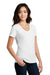 District DM1190L Womens Perfect Blend Short Sleeve V-Neck T-Shirt White Model 3q