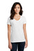 District DM1190L Womens Perfect Blend Short Sleeve V-Neck T-Shirt White Model Front